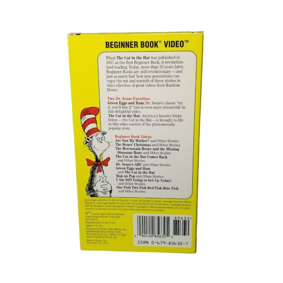 1 VHS 2 Dr. Seuss Favorites GREEN EGGS AND HAM, & THE CAT IN THE HAT Cartoons - Picture 2 of 4